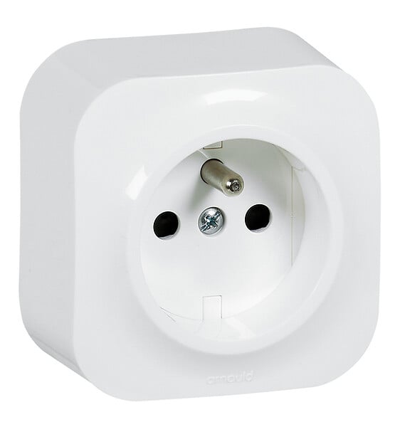 Prise de courant avec terre saillie Profil Eco - 16A - blanc