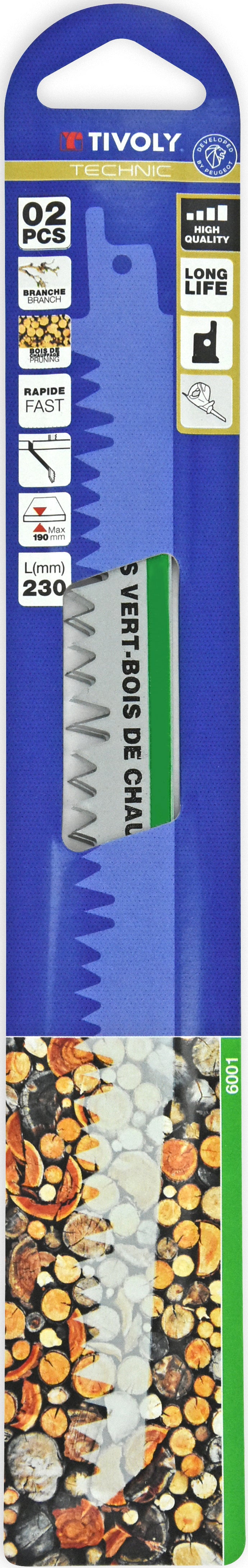 Tivoly Lame de scie sabre -Pour élagage et bois de chauffage -Attache universelle L: 230 / H: 210 / Mixte