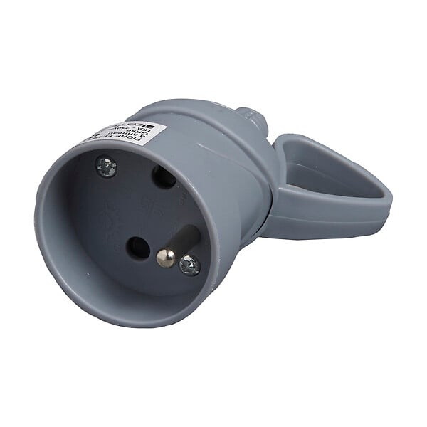 Fiche électrique femelle à anneau 2 pôles + terre 16A. Gris ZENITECH