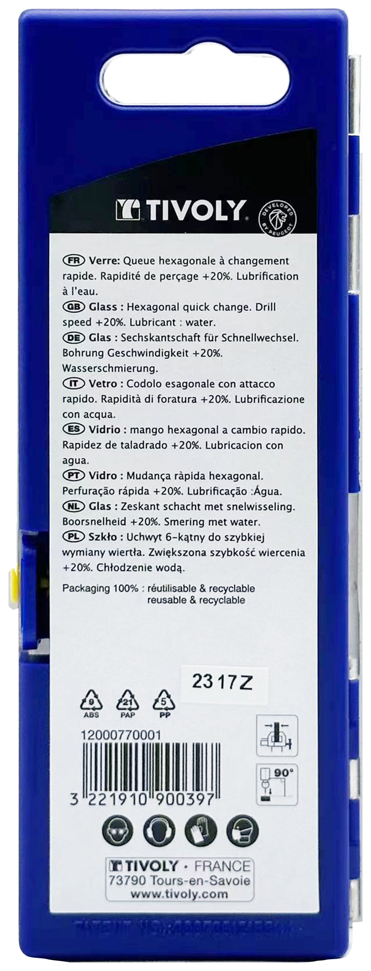 Tivoly 5 forets verre Ø 3 à 8mm