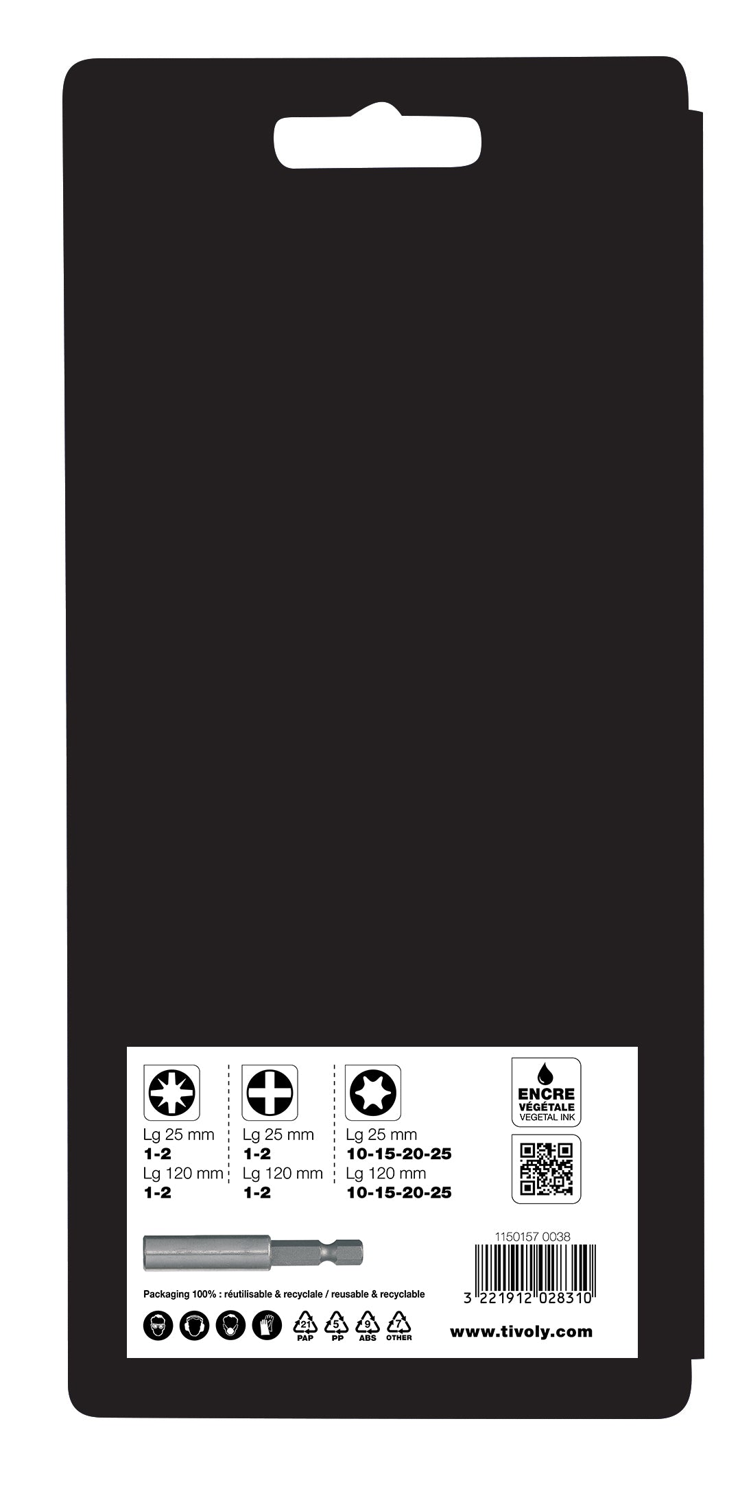 Tivoly 17 pièces -16 embouts extra longs L120mm bagués + 1 porte-embout