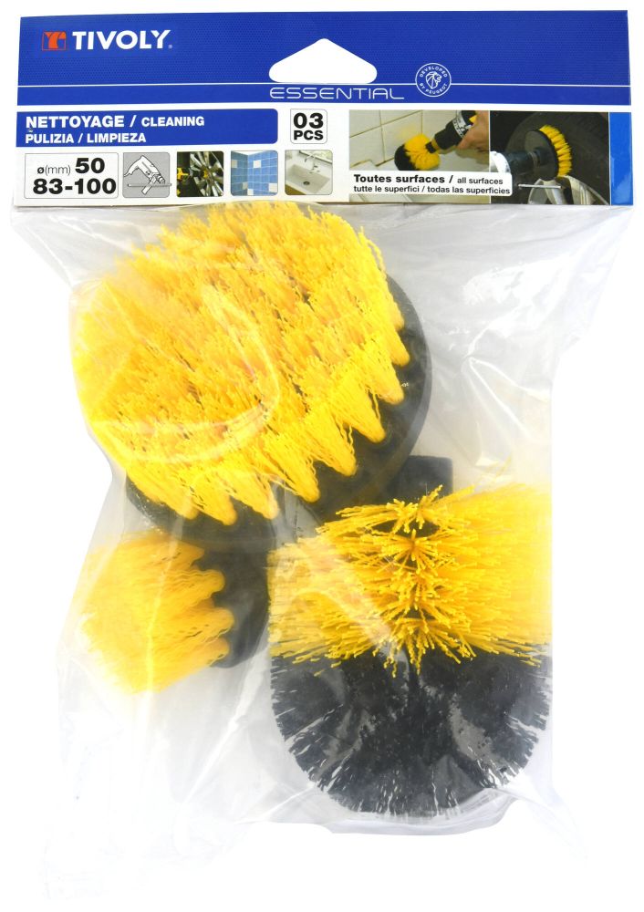 Tivoly 3 BROSSES POLYPROPYLENE MIXTES : PLATE & RONDE