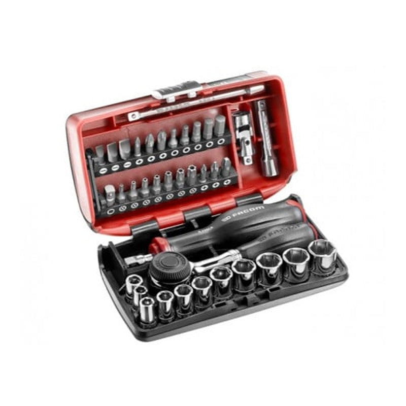 Coffret de clé à cliquet manche rotatif avec douilles 1/4" FACOM R.360NANOPB 6 pans (38 pièces)