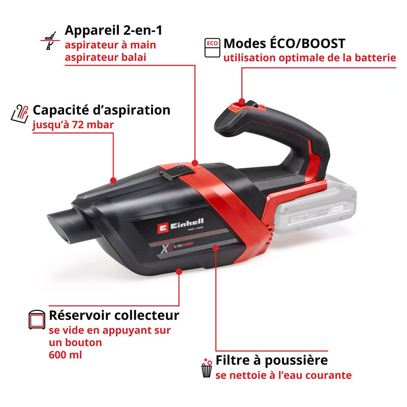 Aspirateur portable sans fil TE-HV 18/06 Li nu - EINHELL - 2347190