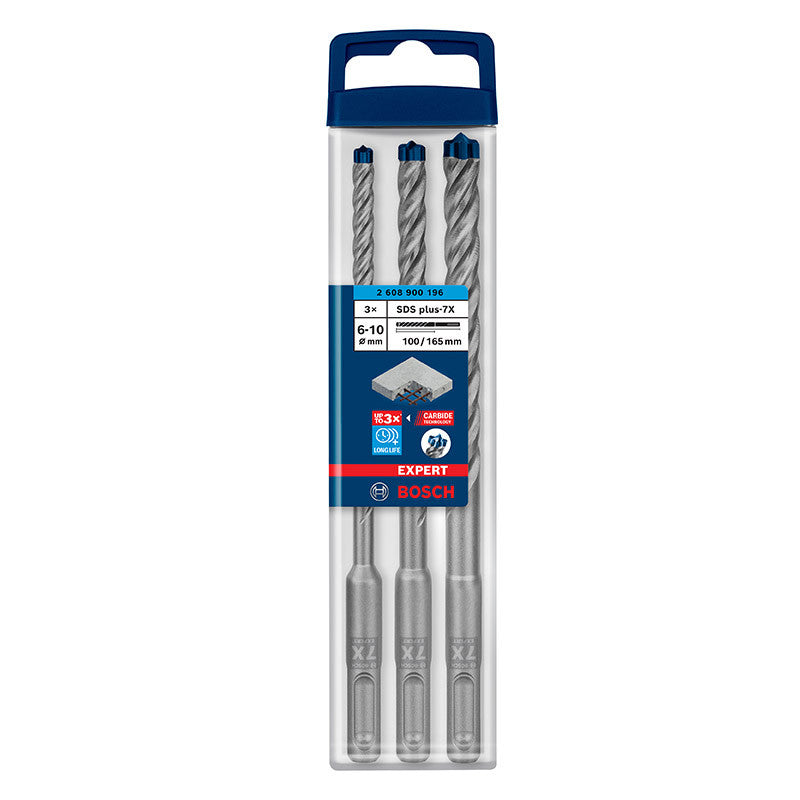 3 forets béton BOSCH 2608900196 SDS Plus 7X EXPERT 6 8 10mm