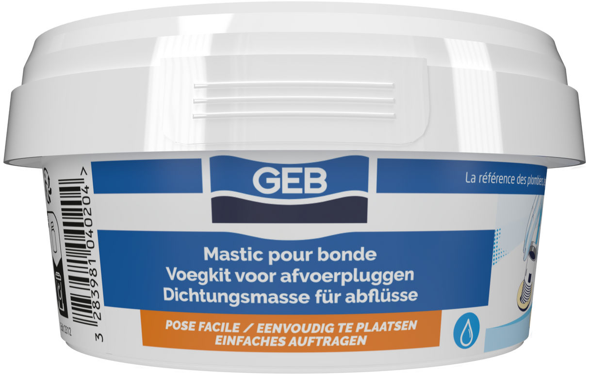 Mastic sanitaire d'étanchéité GEB pour les bondes et emboitements des tuyaux 200g