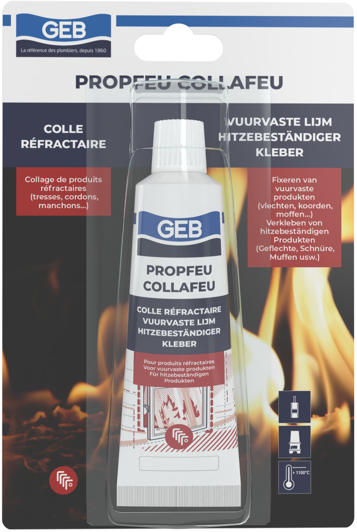 Colle réfractaire GEB COLLAFEU 50ml résistante jusqu’à 1100°C