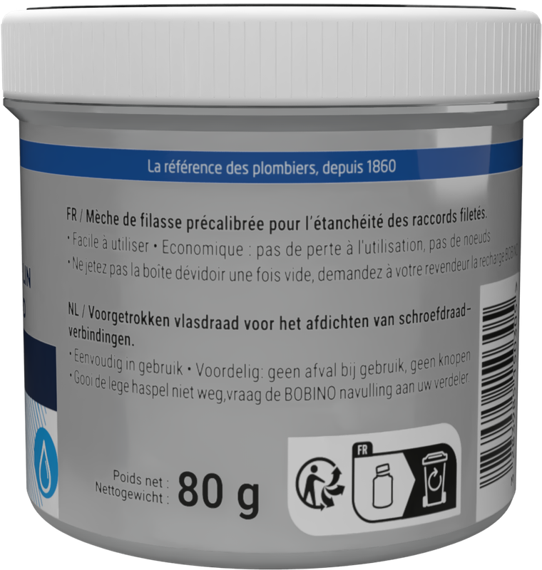 Filasse de lin peigné GEB complément de pâte à joint pour raccords filetés métal 80g