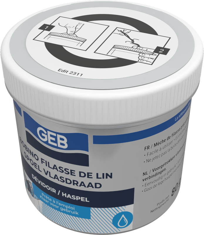Filasse de lin peigné GEB complément de pâte à joint pour raccords filetés métal 80g