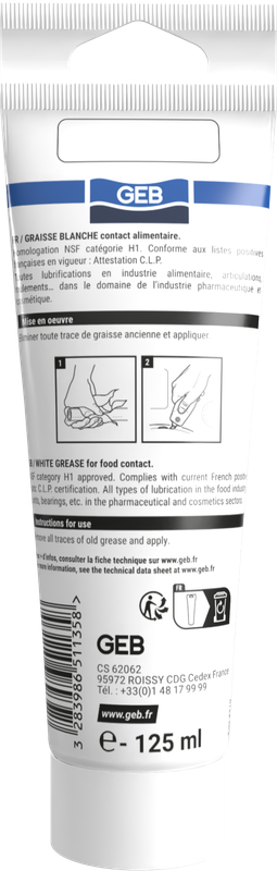 Graisse blanche GEB sans savon spécial contact alimentaire 125ml