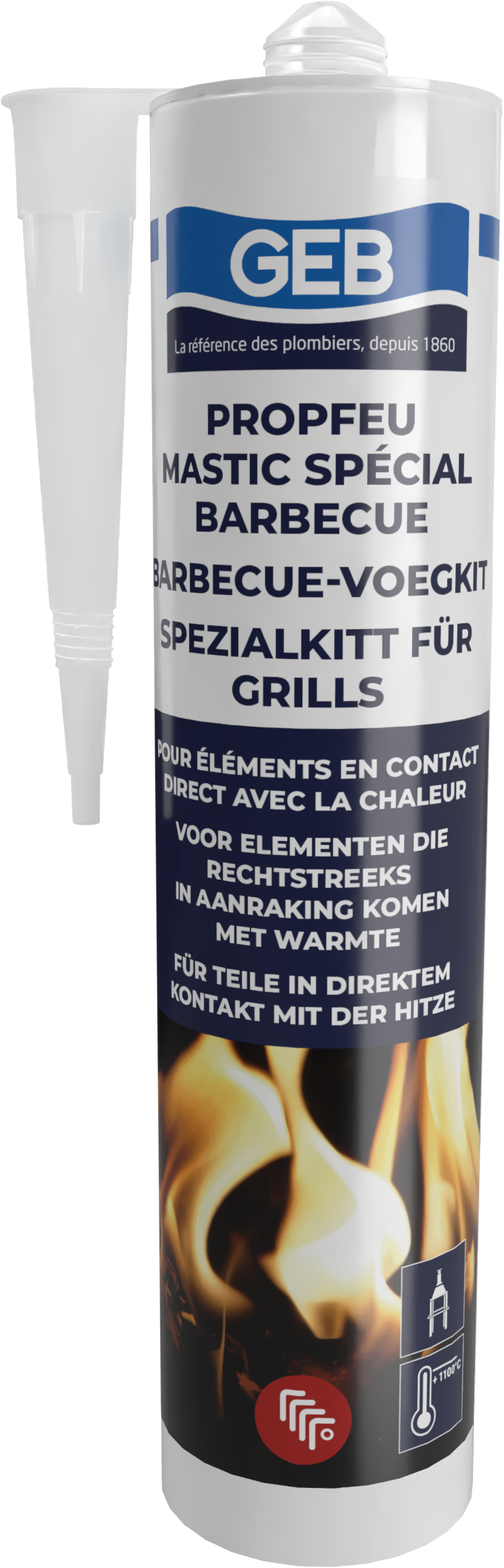 Mastic colle GEB Propfeu spécial barbecue pour les éléments réfractaires 310ml