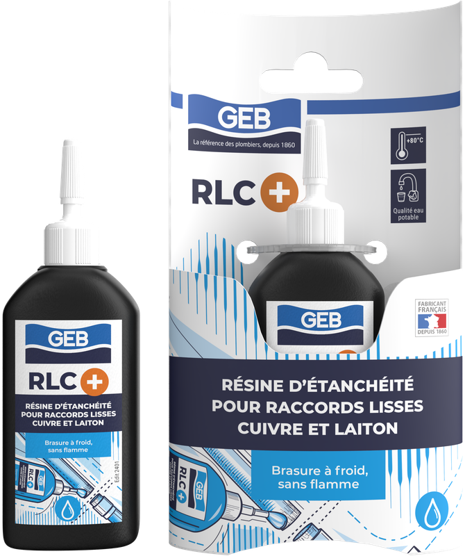 Résine anérobie GEB RLC+ pour le raccordement sans flamme d'une installation en cuivre et laiton 30ml
