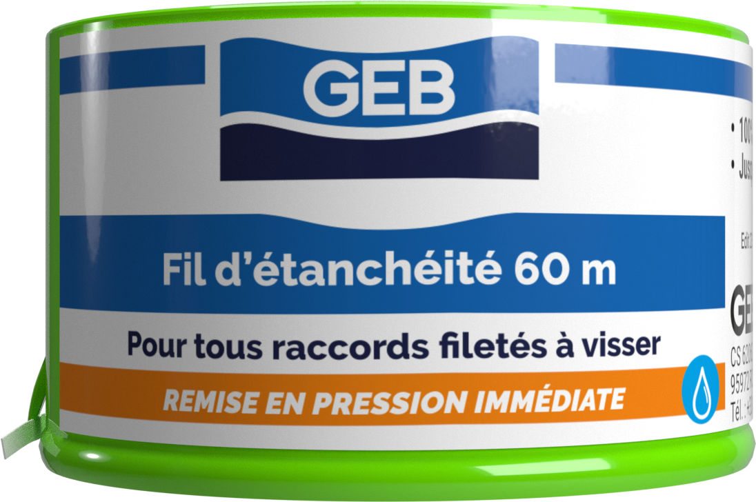 Fil d'étanchéité GEB 100% PTFE pour tous raccords à visser 60m