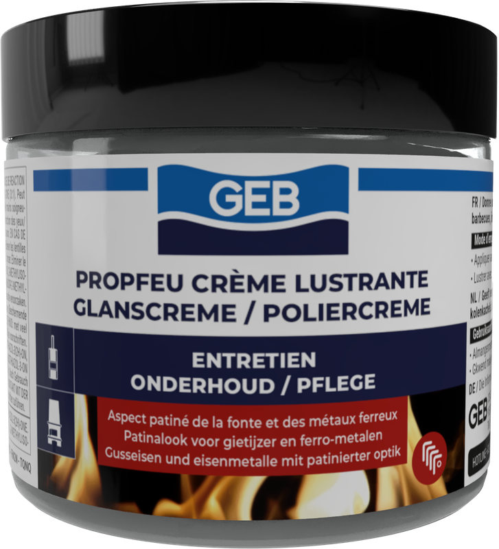 Crème lustrante GEB Propfeu effet patiné pour l’entretien et la protection des fontes et métaux 220ml