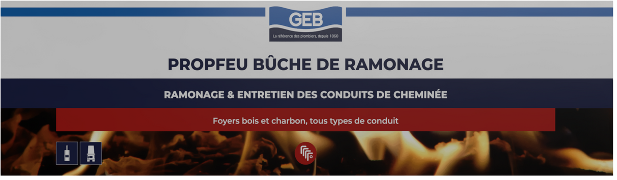 Bûche de ramonage des goudrons et suies GEB Propfeu pour conduits de cheminées et poêles Marron