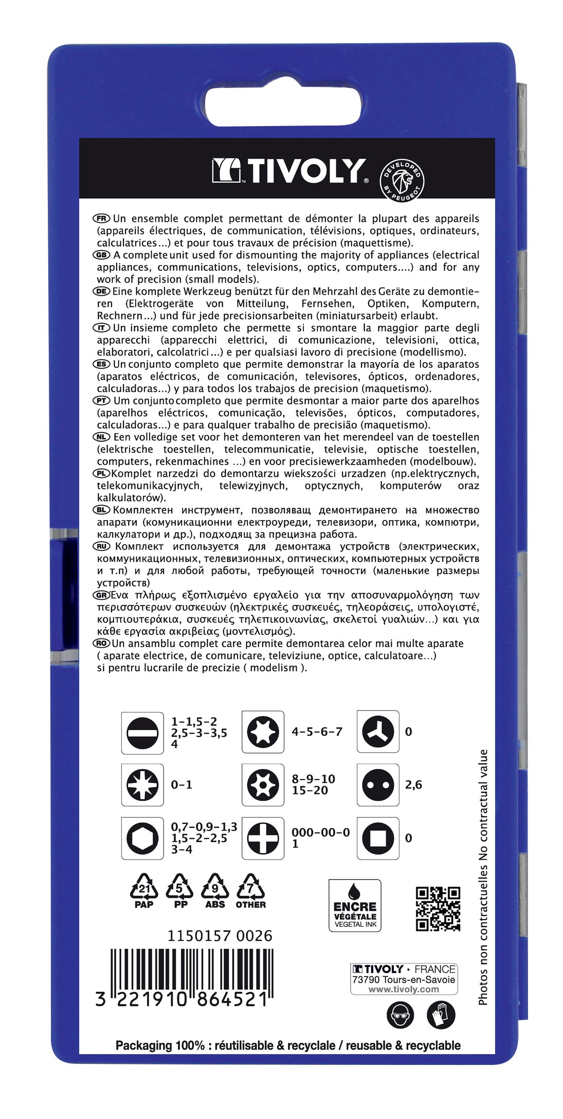 Tivoly 35 pièces -33 embouts de précision+ 1 porte-embout magnétique + 1 tournevis