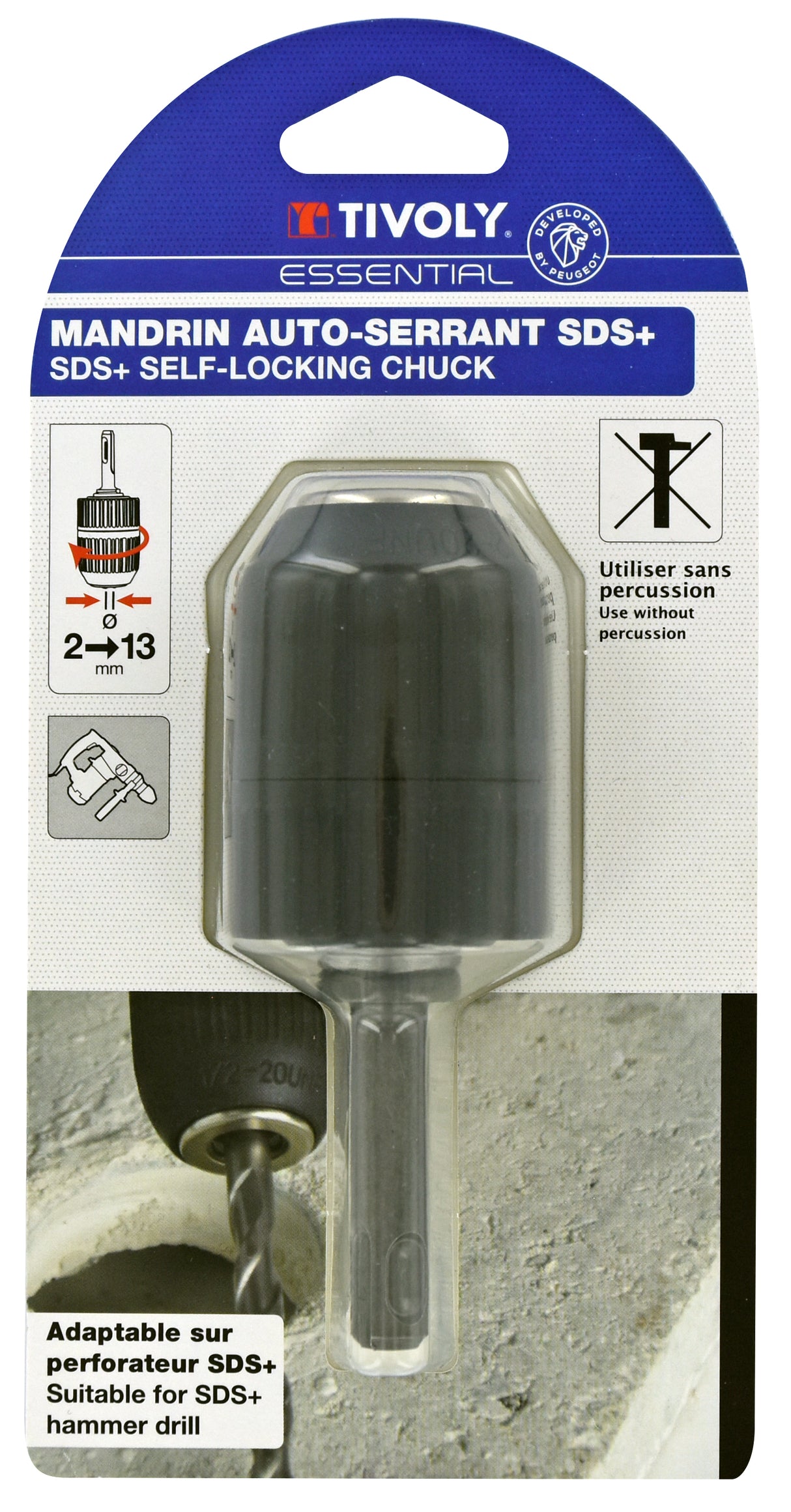 Tivoly Mandrin auto-serrant SDS+ Ø 2 à 13mm