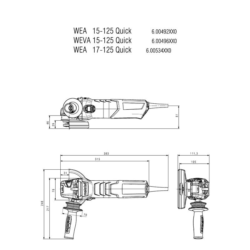 Meuleuse Ø125 FILAIRE WEV 17-125 Quick METABO 600516000