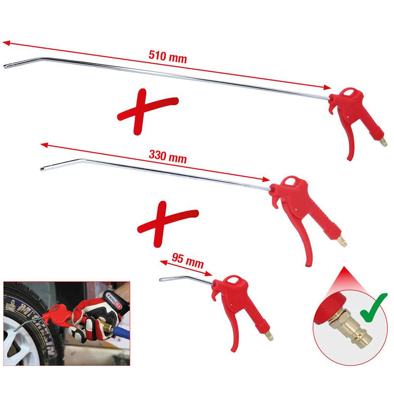 Jeu de 3 soufflettes avec buse 95 mm - 330 mm - 510 mm - Raccord 1/4'' - KS TOOLS - 515.1921