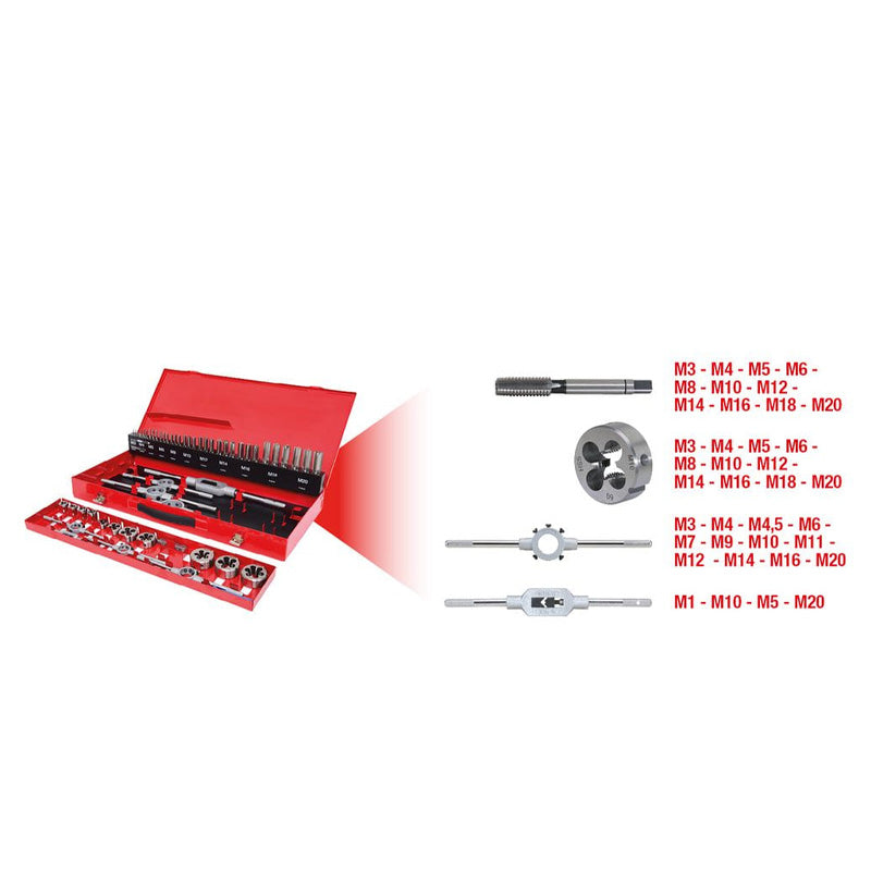 Coffret de jeux de tarauds et filières - 54 pcs - KS TOOLS - 331.0654