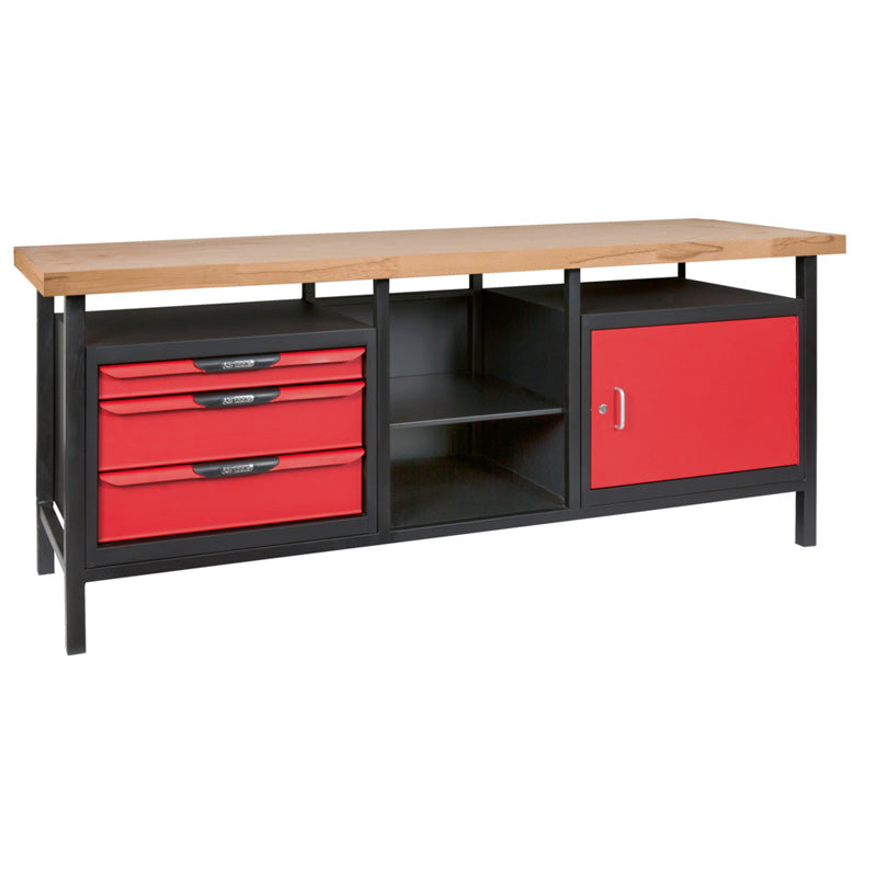 Etabli professionnel d'atelier 1 porte et 3 tiroirs, L.2m - KS TOOLS - 865.0210