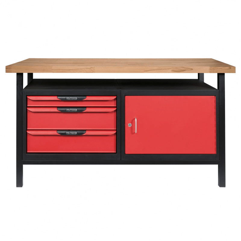 Etabli professionnel d'atelier 1 porte et 3 tiroirs, L. 1,5m - KS TOOLS - 865.0140