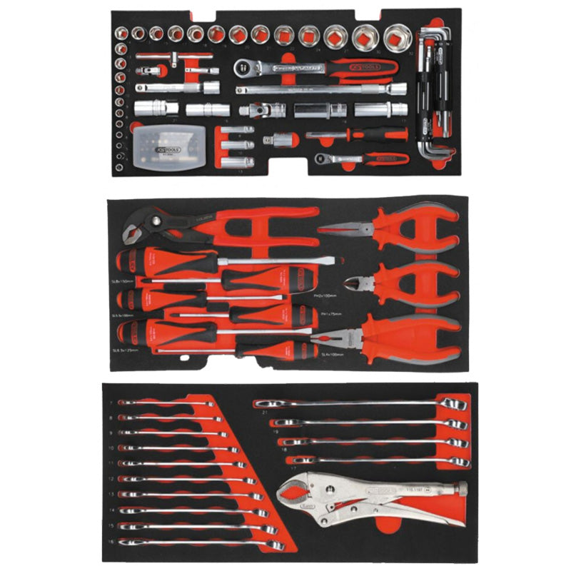 Coffre à outils ULTIMATE équipé - 3 tiroirs et plateau - 114 pcs - KS TOOLS - 922.0100