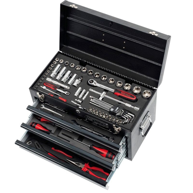 Coffre à outils ULTIMATE équipé - 3 tiroirs et plateau - 114 pcs - KS TOOLS - 922.0100