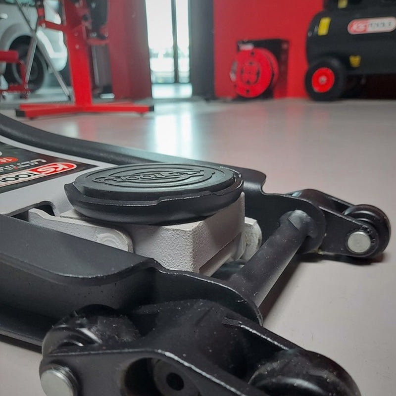 Cric hydraulique extra-bas acier ULTIMATE 2T avec double-roues avant  - KS TOOLS - 161.0372