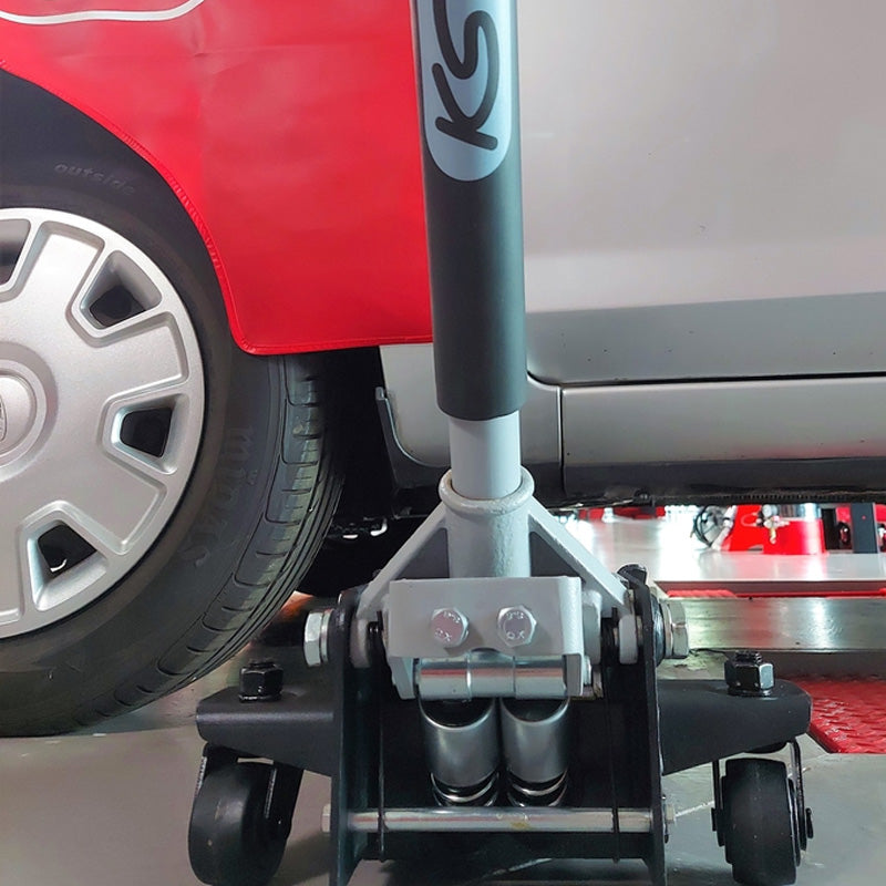 Cric hydraulique extra-bas acier ULTIMATE 2T avec double-roues avant  - KS TOOLS - 161.0372