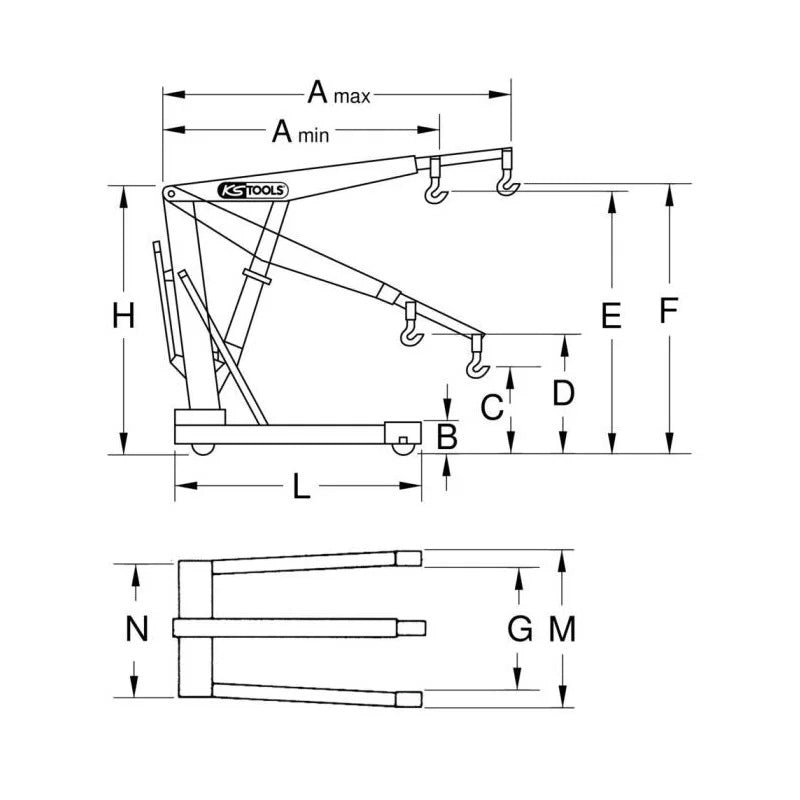 Grue mobile pliante standard, 1t - KS TOOLS - 161.0020