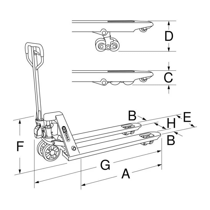 Transpalette manuel, 2,5 tonnes - KS TOOLS - 161.0200