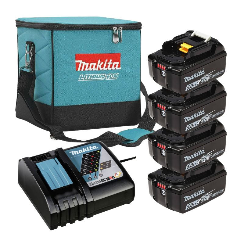 Pack Énergie 4 batteries 5,0 Ah BL1850B + 1 chargeur rapide DC18RC MAKITA - en sac 831274-0