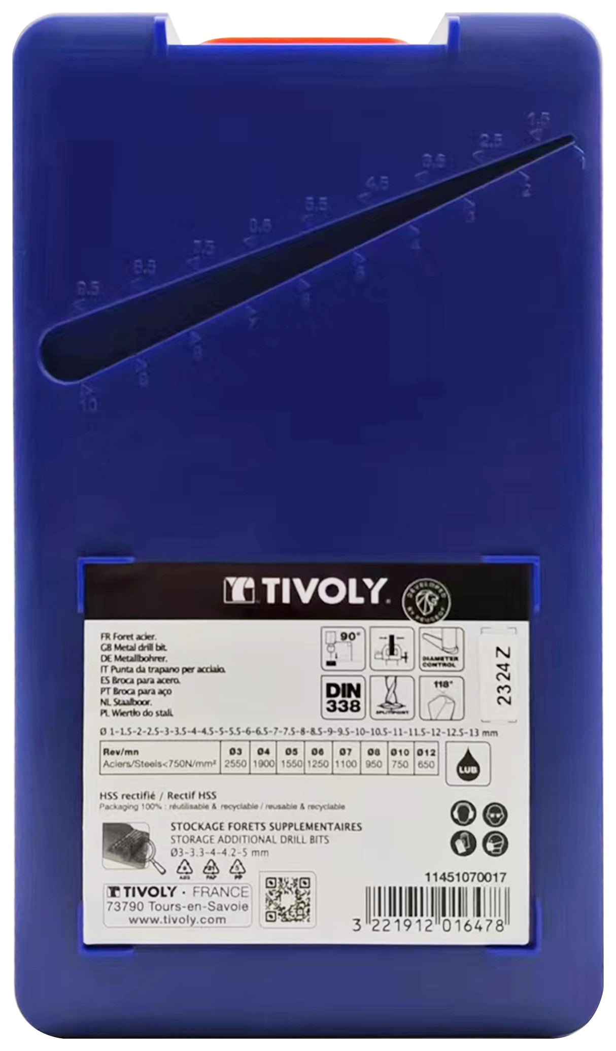 Tivoly 25 forets métaux HSS rectifiés pointe en croix Ø 1 à 13mm
