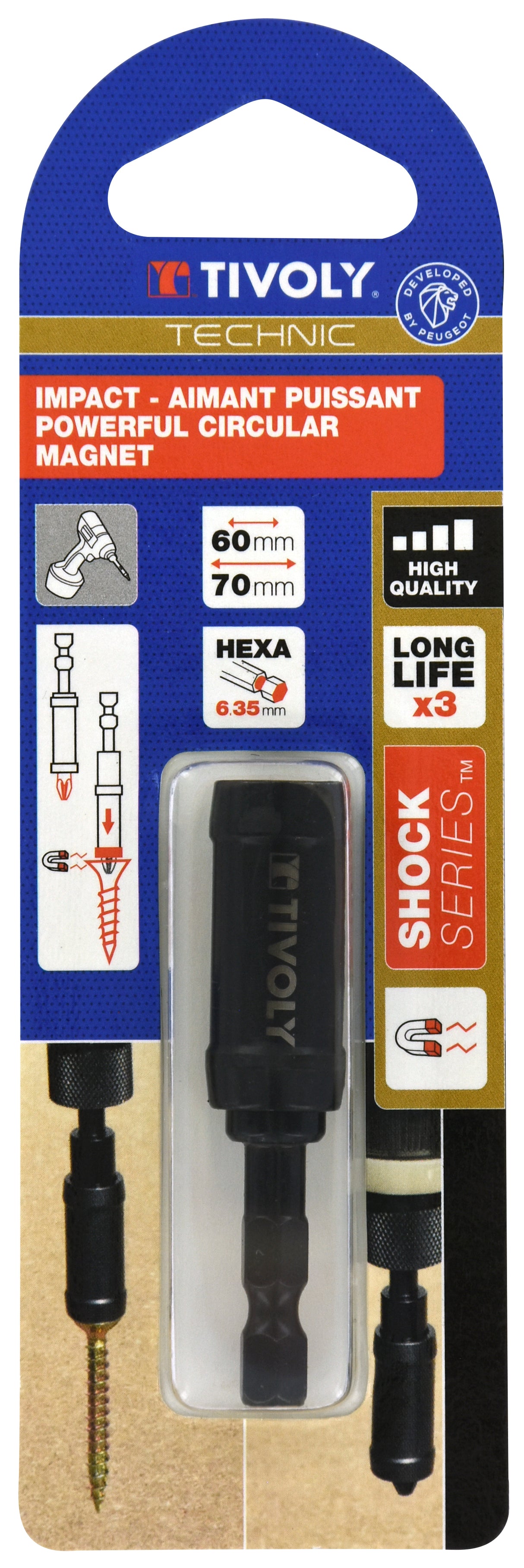 Tivoly Porte-embout Impact aimanté pour vis longue et lourde