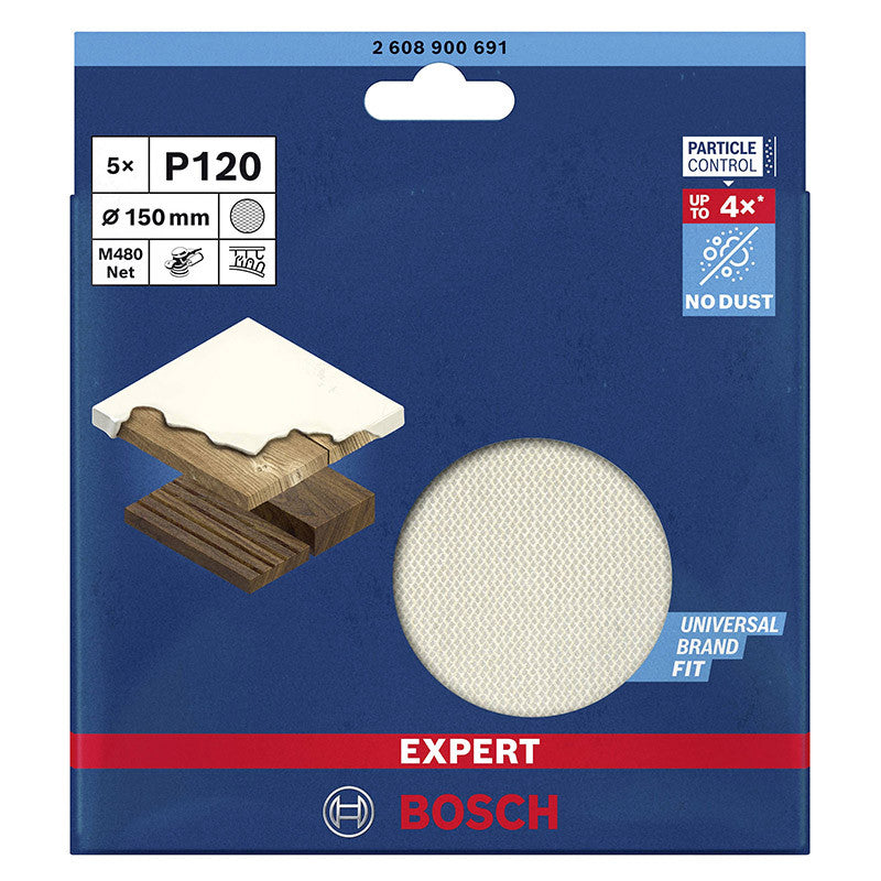 5 Disques abrasifs Ø150 mm BOSCH Expert M480 Grain 120