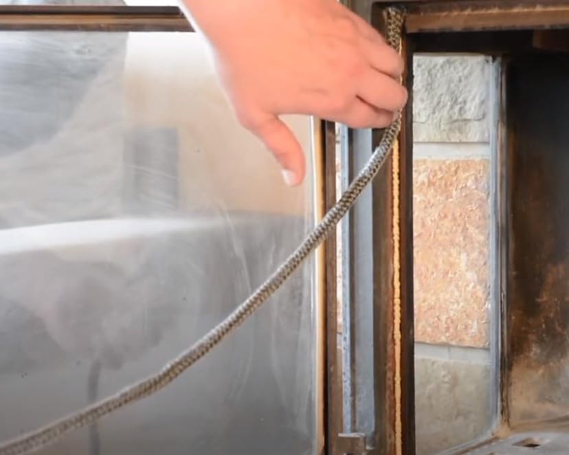 Kit complet GEB Tresse ronde 2,5m Ø 7 à 8mm en fibre de verre + Colle réfractaire Collafeu 20 ml