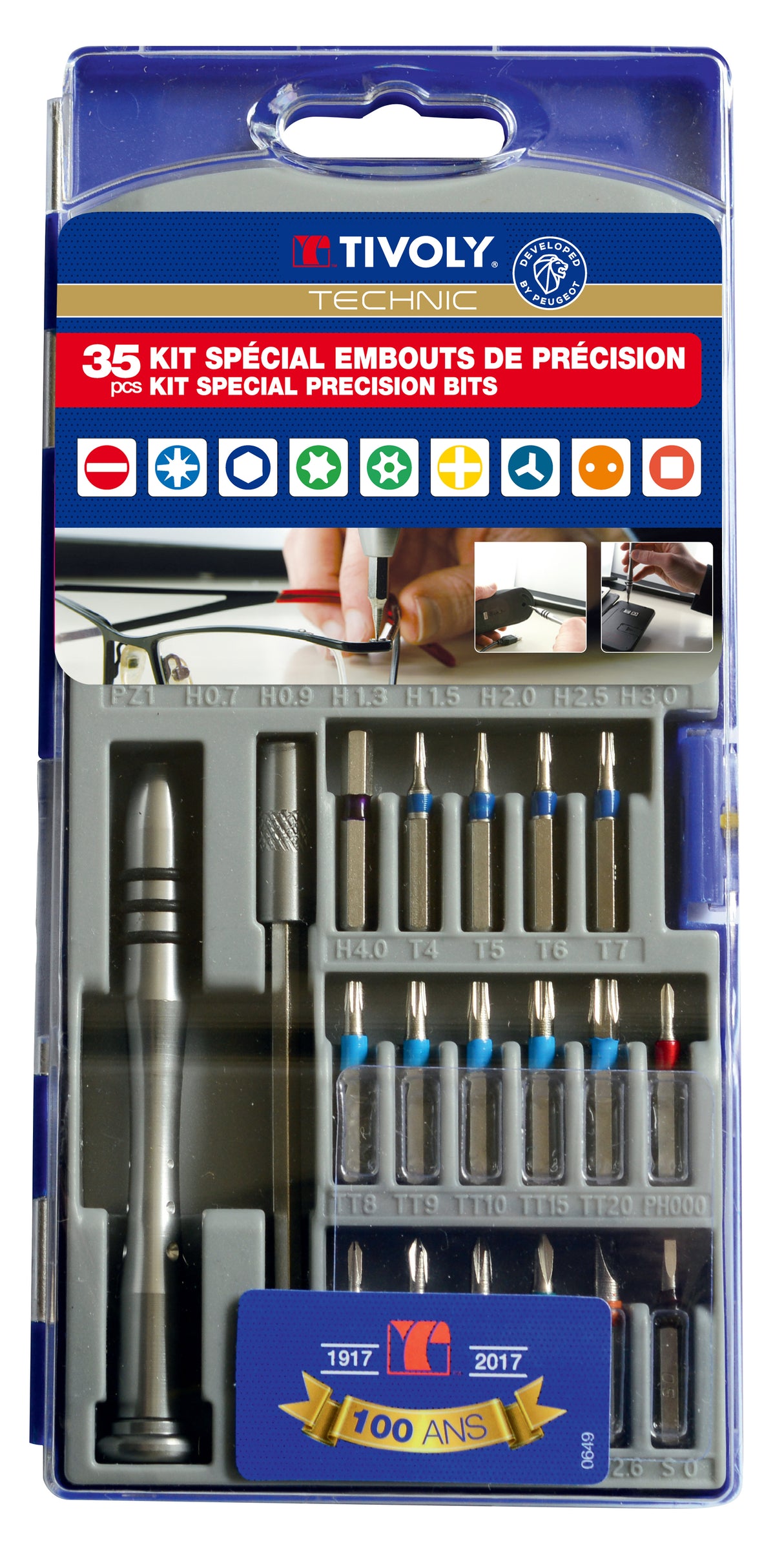 Tivoly 35 pièces -33 embouts de précision+ 1 porte-embout magnétique + 1 tournevis