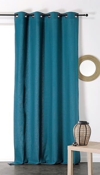 Rideau avec oeillets - Tamisant - Coton/Lin - Bleu parfait - 135x260cm