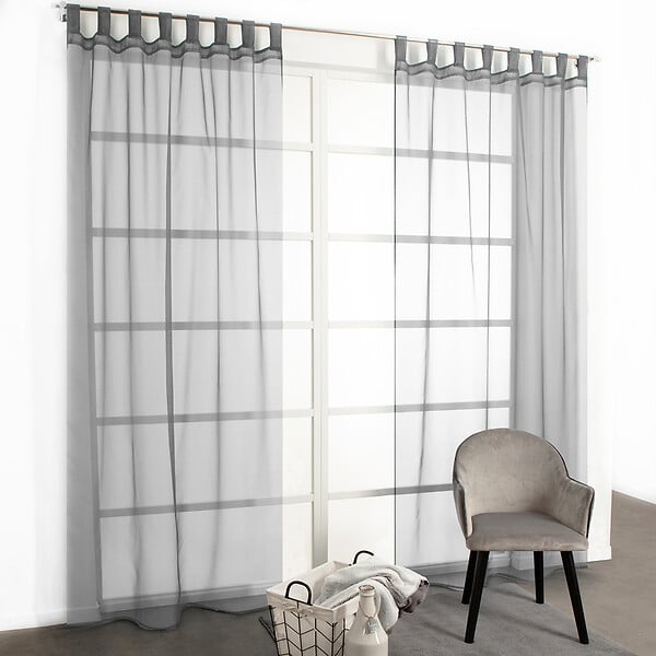 1729175 - Voilage à pattes 140x240 gris