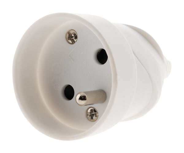 Fiche électrique femelle 2 pôles + terre 16A. couleur blanc
