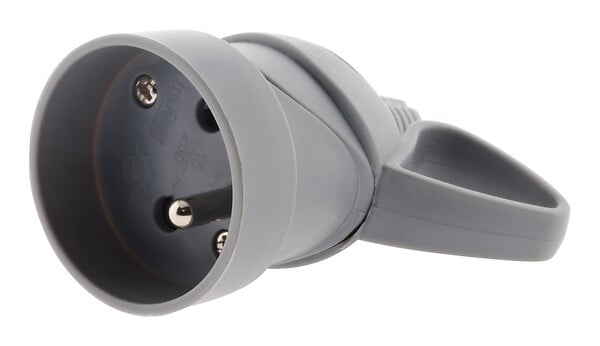 Fiche électrique femelle à anneau 2 pôles + terre 16A. Gris ZENITECH