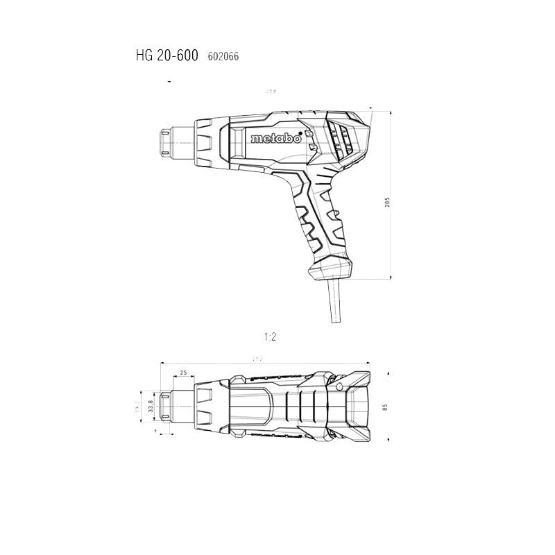 Pistolet à air chaud HG 20-600 Coffret Metabox 2000W