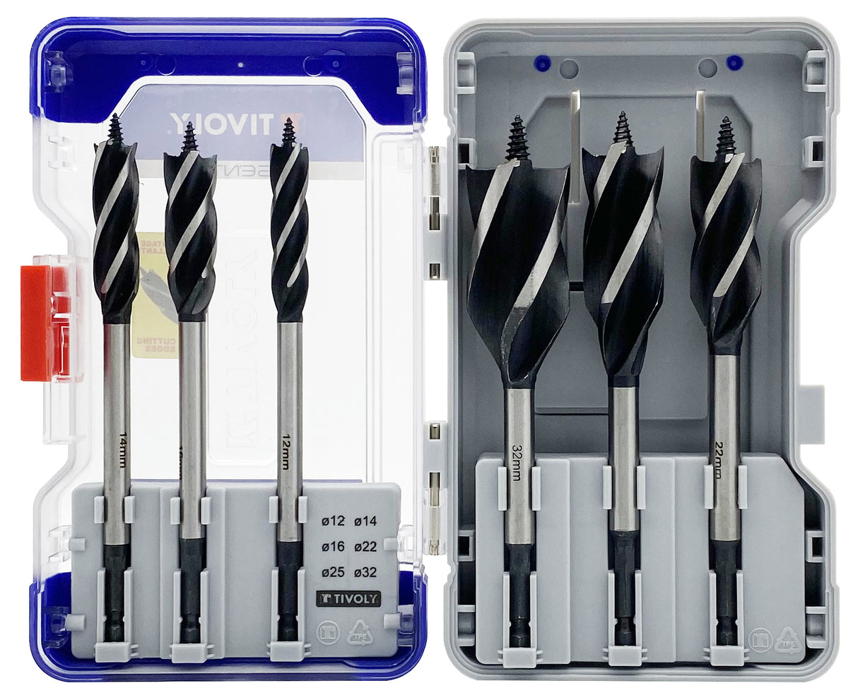 Tivoly Coffret 6 forets bois 4 taillants queue hexagonale Ø 12 à 32mm