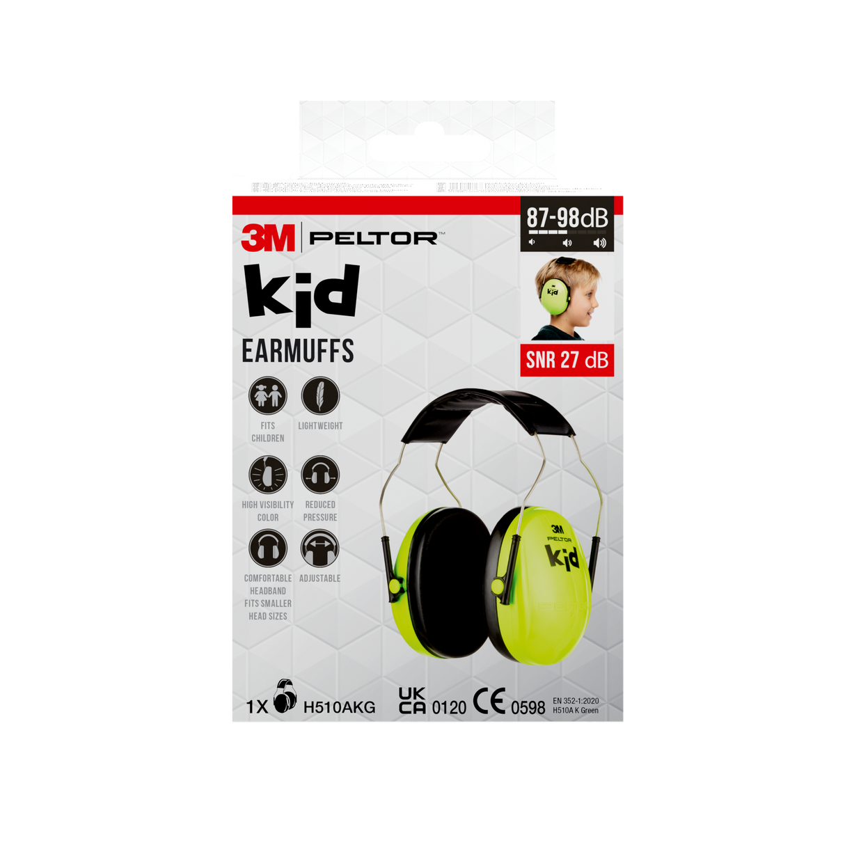 Casque de Protection Auditive 3M™ PELTOR™ Kid Vert SNR 27 dB