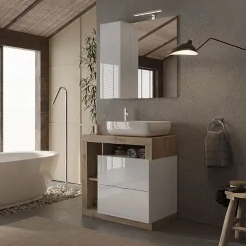 Meuble salle de bain Hambourg L78 Vasque+2 Tiroirs+3 Niches