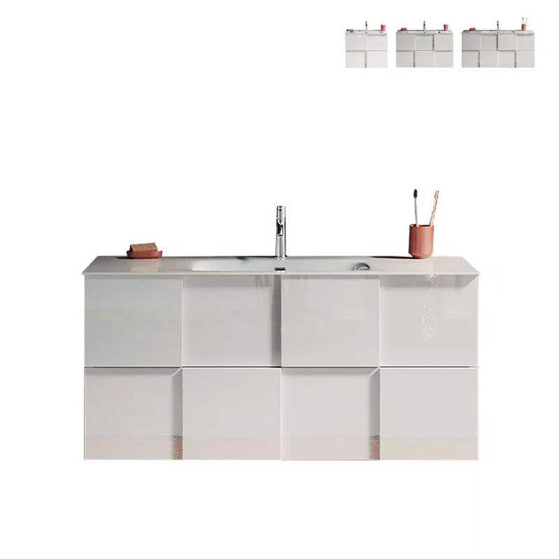 Meuble salle de bain suspendu Diamano 2 tiroirs + vasque integrée en céramique- Largeur 100 cm