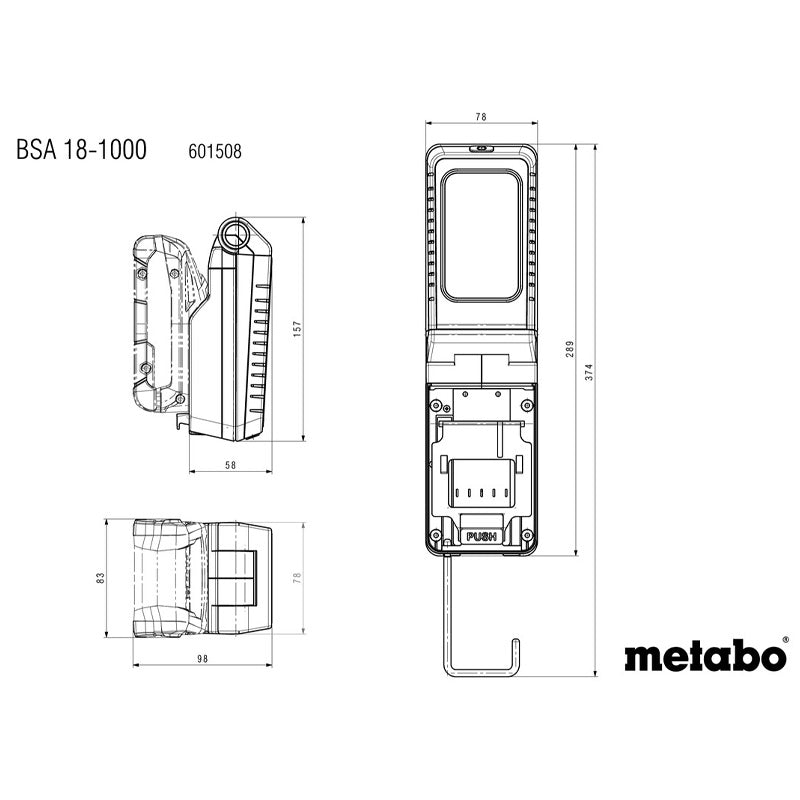 Lampe de chantier BSA 18 1000 - Pick+Mix (sans batterie ni chargeur)en carton