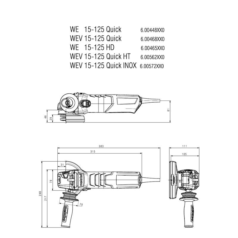 Meuleuse Ø125 FILAIRE WEV 15-125 Quick Metabo 600468000