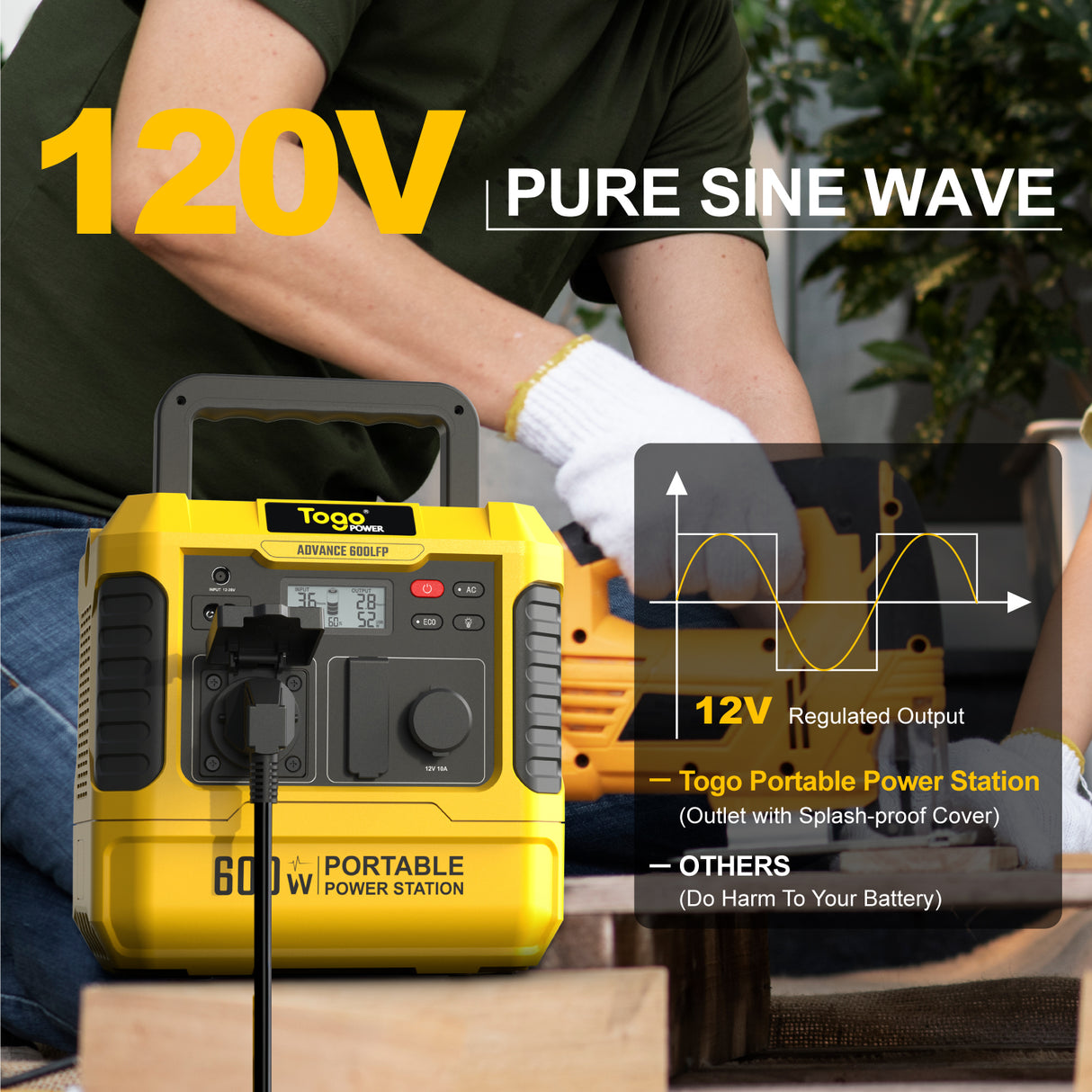 Station d'energie - TOGO POWER - Technologie batterie LiFEPO4 - ADVANCE600LFP - Sortie max AC 1200W